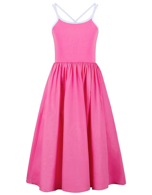 Load image into Gallery viewer, WELAKEN Girls Summer Sundress Criss Cross Back Elastic Waist Hot Pink Size 12Y
