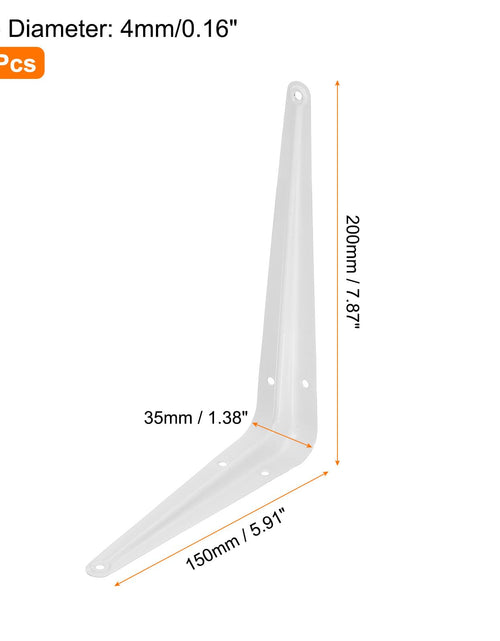 Load image into Gallery viewer, uxcell Floating Shelf Bracket 8x6in Iron L Bracket White 10 Pack
