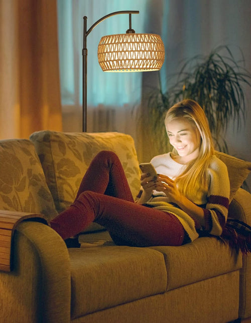 Load image into Gallery viewer, Arc Floor Lamp with Remote Control, Dimmable LED Floor Lamp with 3 Color Temperature Boho Farmhouse Tall Pole Lamp
