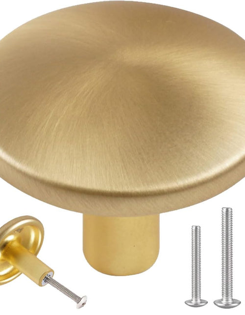 Load image into Gallery viewer, MUMU 6pc 1.65in Round Gold Brushed Oversize Cabinet Knobs Brass Color
