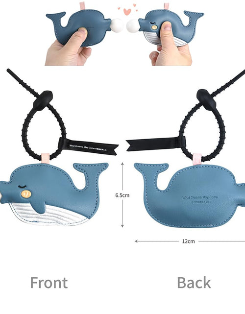 Load image into Gallery viewer, YUEAALK Blue PU Leather Bag Charm Keyring Animal Print Minimalist Womens
