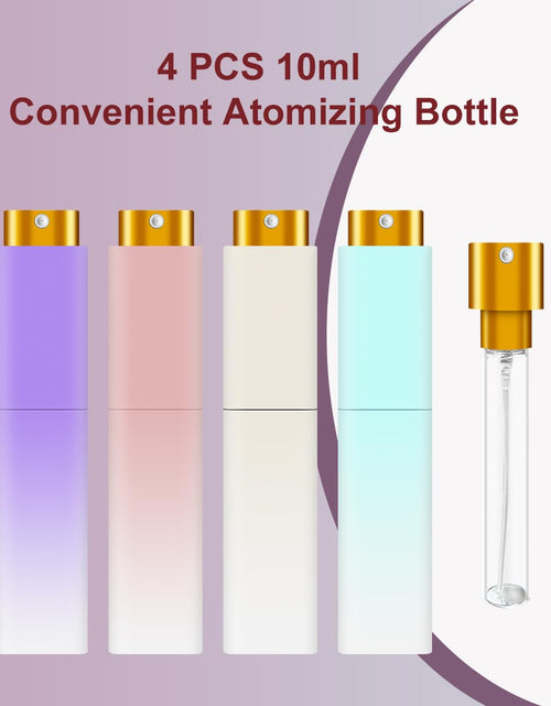 Load image into Gallery viewer, YOUXIU Travel Perfume Bottle Refillable 10ml Mini 4 Pack Purple Pink Blue White
