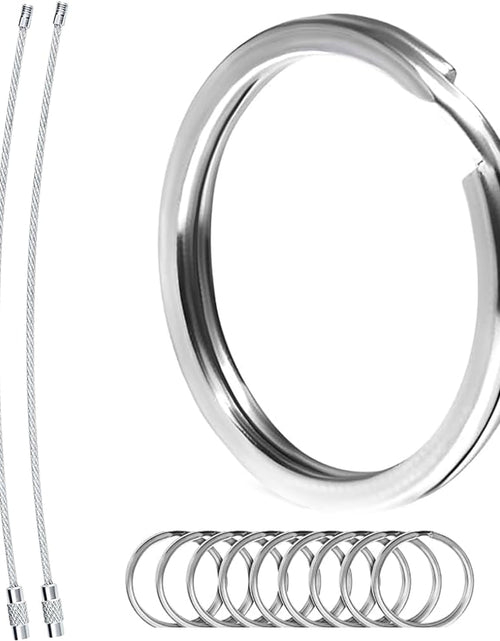 Load image into Gallery viewer, Biyrly Stainless Steel Round Keyrings 1.5-25mm Silver 10 Pack
