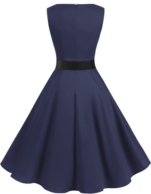 Load image into Gallery viewer, Gardenwed Womens Vintage Swing Dress Sleeveless Boatneck Cocktail Royal Blue XL
