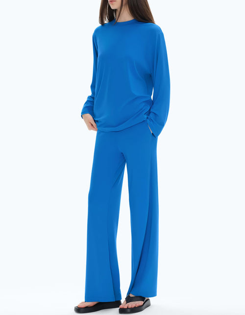Load image into Gallery viewer, C202 Women's Two Piece Tracksuit Sweatsuit Neon Blue Rayon Blend Size S
