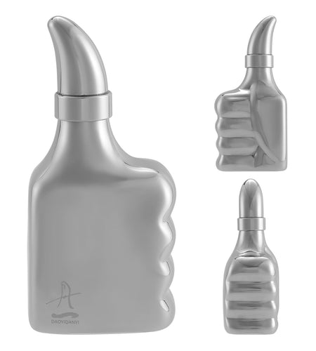 DAOYIDANYI 6oz Stainless Steel Hip Flask Whiskey Thumbs-up Silver