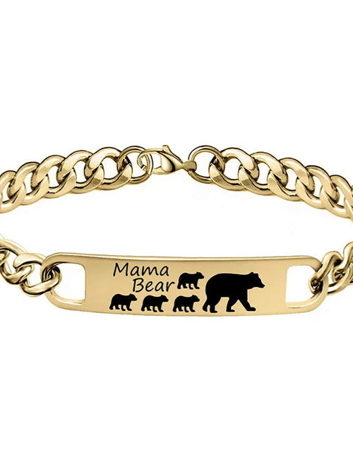 Load image into Gallery viewer, Customized 3-5 days Stainless steel Mama Bear Mother's Day gift engraved titanium steel bracelet
