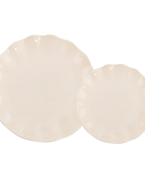 Load image into Gallery viewer, LIYH 24 Pcs Plastic Plates Reusable Scalloped Beige BPA Free 12 Guests
