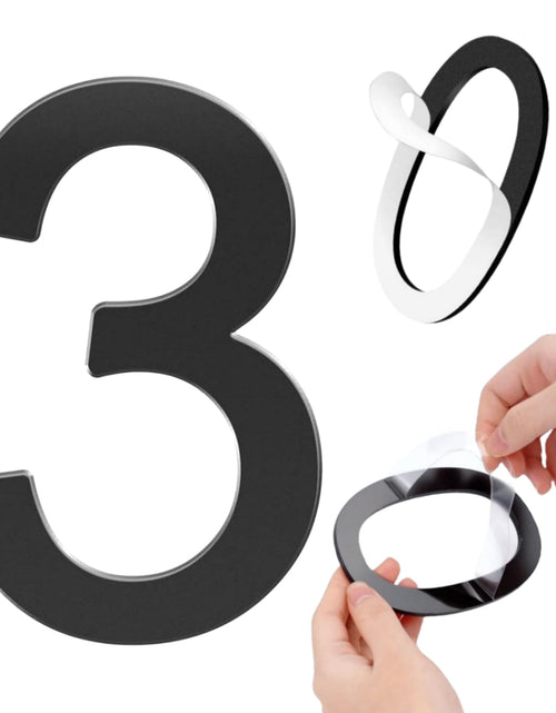 Load image into Gallery viewer, GLDonee 8.5" Acrylic Self-Adhesive House Number 3 Black Modern Address
