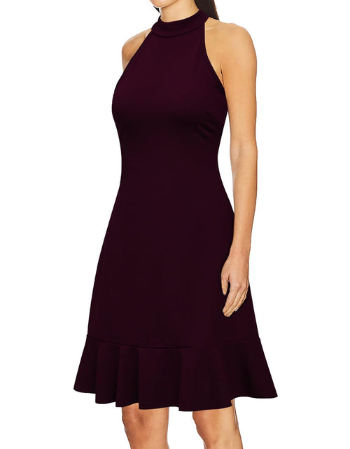 Load image into Gallery viewer, WOOSEA Womens Sleeveless Halter Neck Cocktail Dress Burgundy Size M
