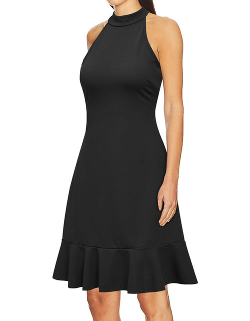 Load image into Gallery viewer, WOOSEA Womens Sleeveless Halter Cocktail Prom Dress Black Size L
