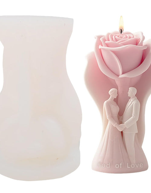 Load image into Gallery viewer, Couple Candle Silicone Mold Wax Melt Epoxy Resin Rose Soap DIY Craft
