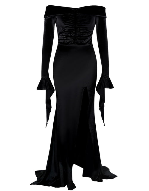 Load image into Gallery viewer, ROC PARTY Womens Gothic Floor Length Off Shoulder Dress Black Size S

