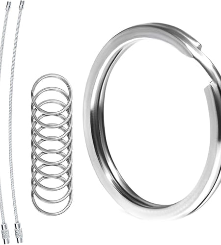 Biyrly Stainless Steel Round Keyrings 12 Pack Silver 28mm Flat Split Rings