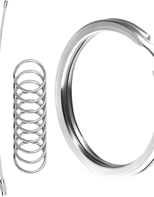 Load image into Gallery viewer, Biyrly Stainless Steel Round Keyrings 12 Pack Silver 28mm Flat Split Rings
