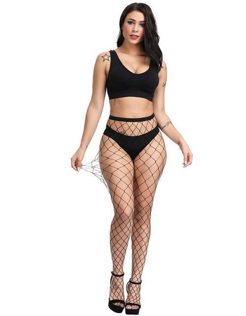 Load image into Gallery viewer, DUCMODA Womens High Waist Fishnet Tights Sheer Pantyhose Black One Size
