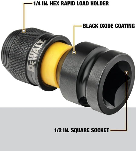 DeWalt DW2298 G Adaptor 1/2" Sq To 1/4" Hex Rapid Load