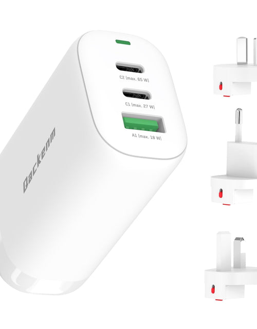 Load image into Gallery viewer, Qackenm 65W 3-Port GaN USB C Charger Foldable Fast Charging White
