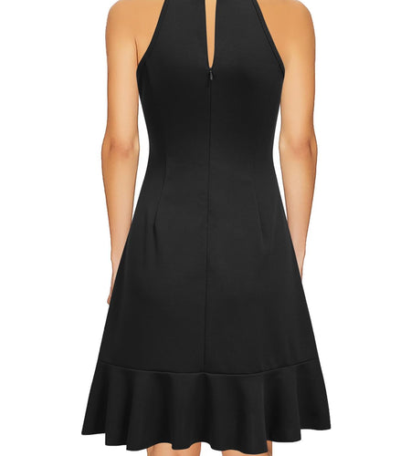 WOOSEA Womens Sleeveless Halter Cocktail Prom Dress Black Size L