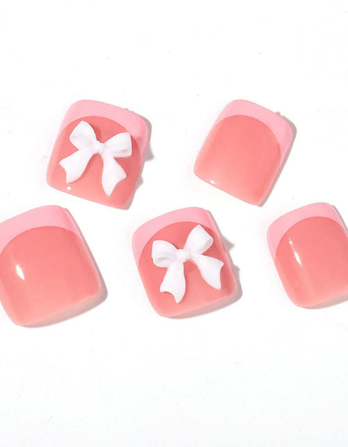 Load image into Gallery viewer, ZIFANHU 24 Pcs 3D Bow Texture Acrylic False Toenails Color V11 Rhinestones

