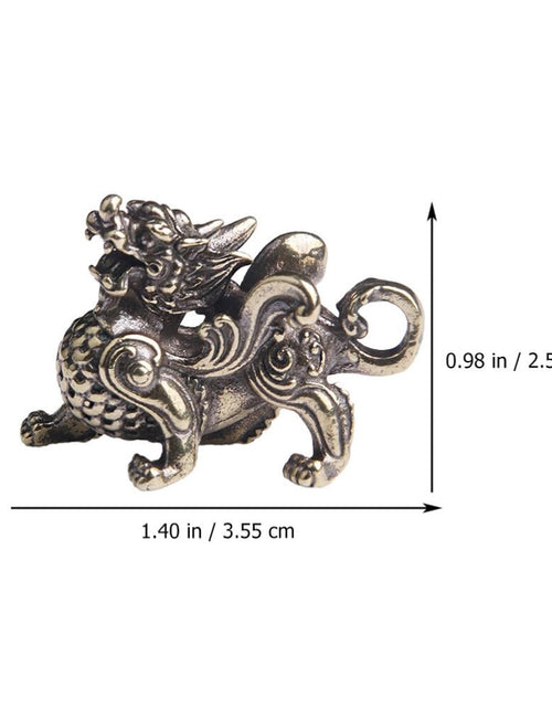 Load image into Gallery viewer, FAVOMOTO Retro Car Keychain Set 4Pcs Golden Brass Feng Shui Dragon Shape
