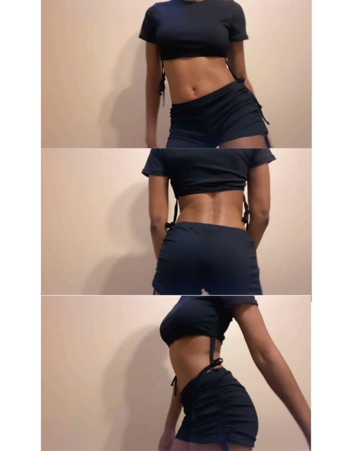 Load image into Gallery viewer, Tumhug Women's High Waist Bikini Set Crop Top Boy Shorts Black Size L
