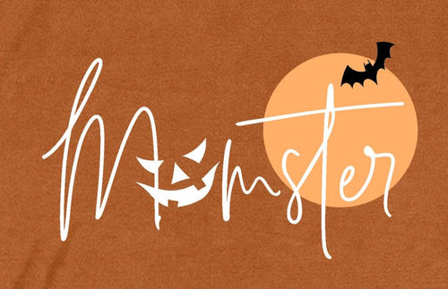 Load image into Gallery viewer, NEWKA Halloween Momster TShirt Women Funny Spider Bat Letter Print Brown Size XL
