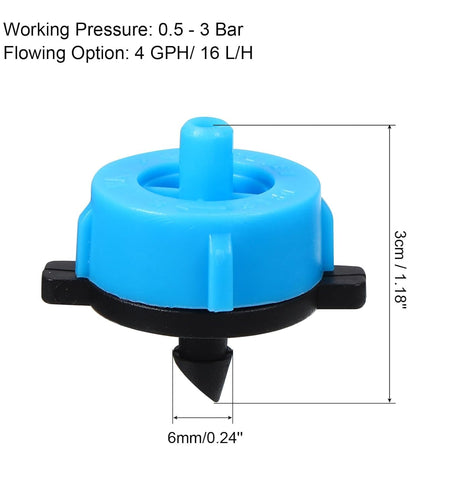Nyassa 50Pcs Drip Irrigation Emitters 4/7 Inch 4 GPH Pressure Compensated