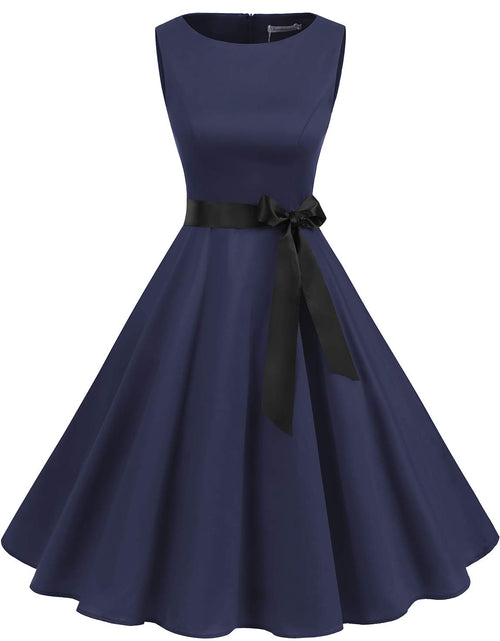 Load image into Gallery viewer, Gardenwed Womens Vintage Swing Dress Sleeveless Boatneck Cocktail Royal Blue XL
