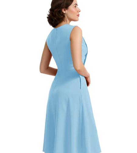 Bbonlinedress Womens Vintage Cocktail Dress Sleeveless A-line Midi Blue Size S