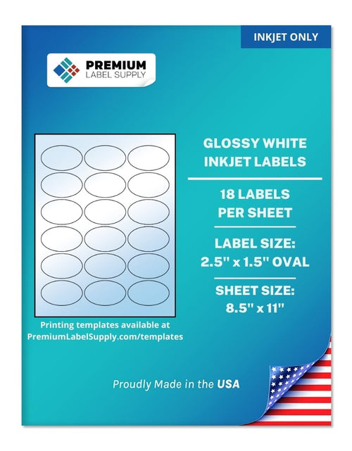 Load image into Gallery viewer, Premium Label Supply Glossy White Oval Sticker Labels 2.5x1.5in 180 Count

