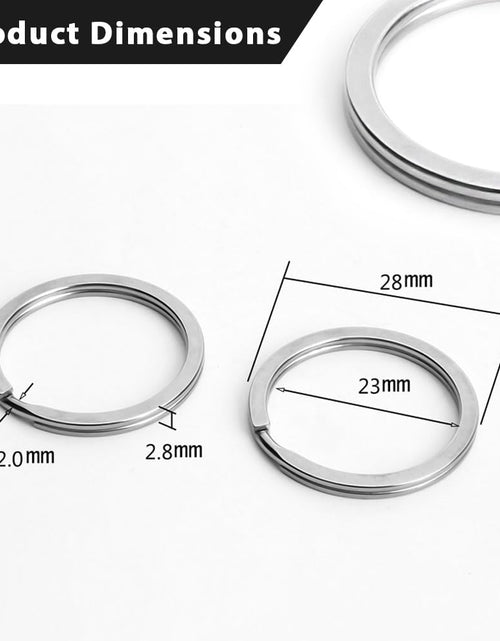 Load image into Gallery viewer, Biyrly Stainless Steel Round Keyrings 12 Pack Silver 28mm Flat Split Rings
