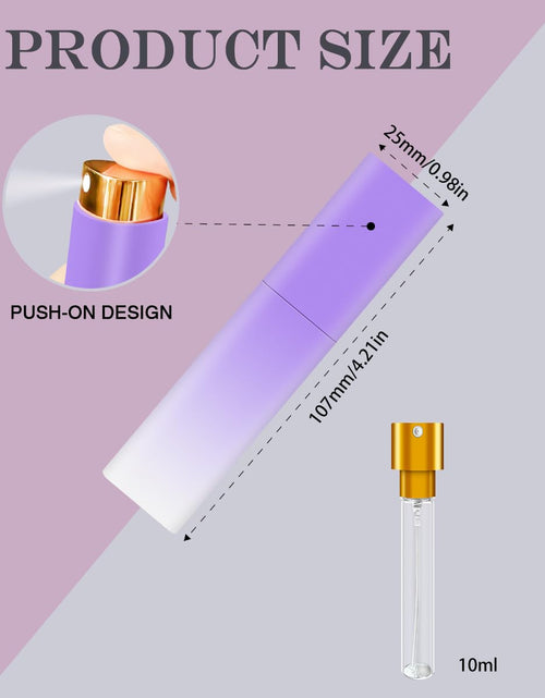 Load image into Gallery viewer, YOUXIU Travel Perfume Bottle Refillable 10ml Mini 4 Pack Purple Pink Blue White
