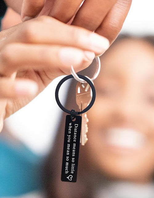 Load image into Gallery viewer, yaozeio Long Distance Relationship Keychain Gift for Couples Black Unisex
