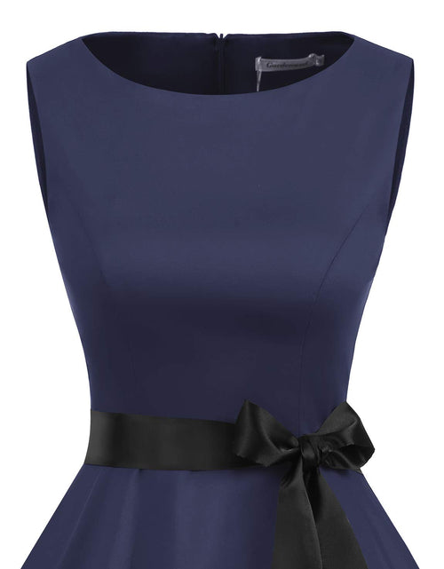 Load image into Gallery viewer, Gardenwed Womens Vintage Swing Dress Sleeveless Boatneck Cocktail Royal Blue XL
