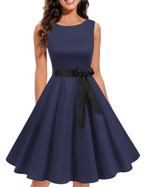 Load image into Gallery viewer, Gardenwed Womens Vintage Swing Dress Sleeveless Boatneck Cocktail Royal Blue XL
