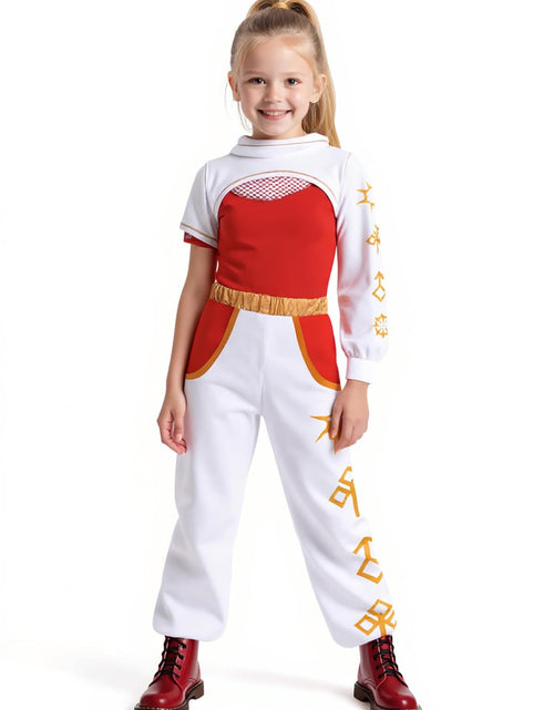Load image into Gallery viewer, FENFATUO Kids Zombie Girls Halloween Costume 3PCS Mesh Top Pants Coat Size 7-8
