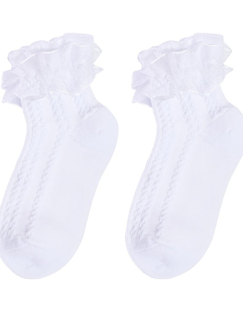 Load image into Gallery viewer, Rthjsfj Girls Cotton Lace Dress Socks White 1 Pack Size 4-6 Years
