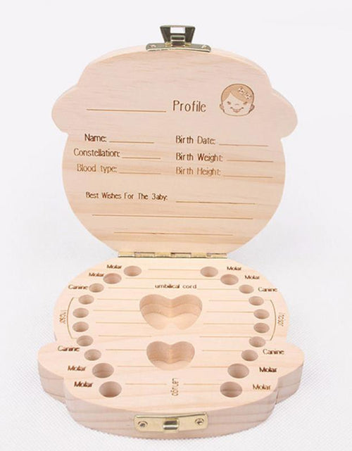 Load image into Gallery viewer, Lovely Girl /Boy Image Wooden Baby Milk Teeth Box Baby Souvenirs Fetal Hair Tooth Collection Save Box Recording Baby Growth
