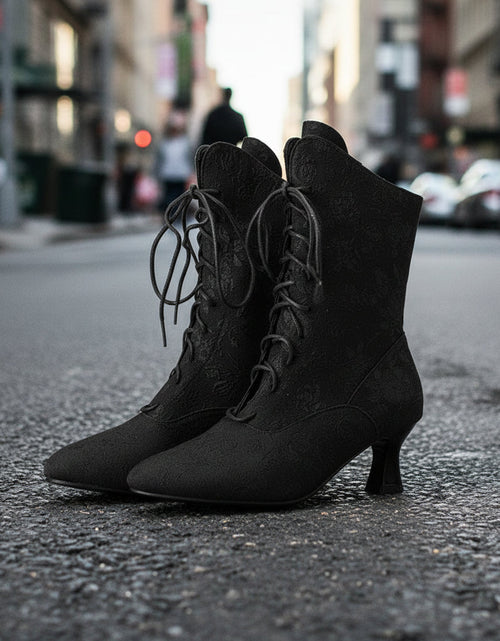 Load image into Gallery viewer, Women’s Pointed-Toe Kitten-Heel Boots | Autumn Winter Chic
