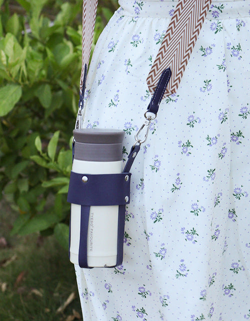 Load image into Gallery viewer, Outdoor insulated cup diagonal cup cover detachable woven shoulder strap bottle cover stainless steel kettle cover
