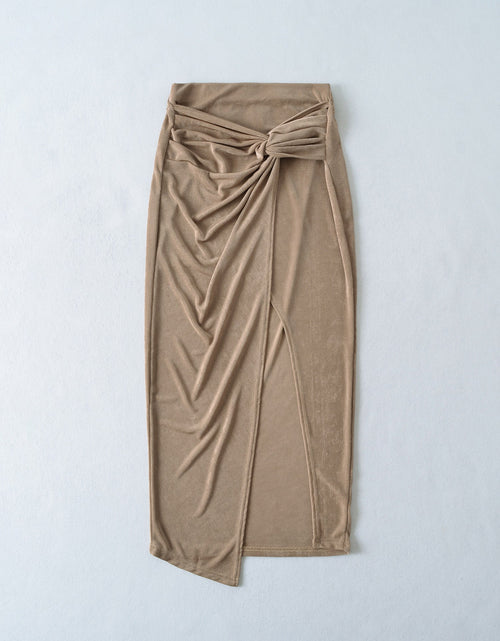 Load image into Gallery viewer, High waisted leg revealing split skirt long skirt
