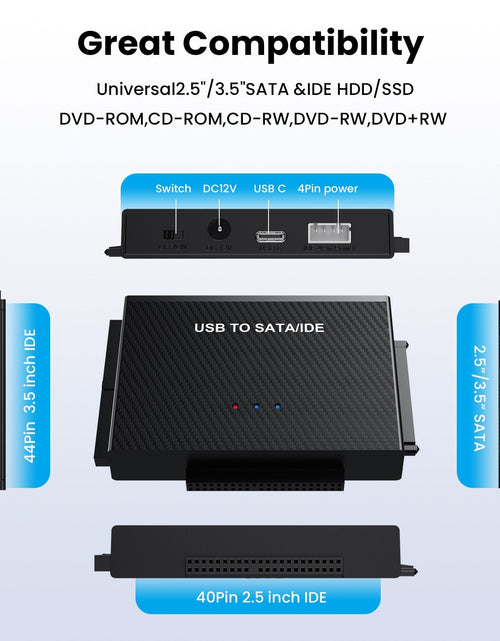 Load image into Gallery viewer, TYPE-C hard drive adapter USB3.1 to SATA IDE easy drive cable 2.5-inch 3.5-inch adapter cable
