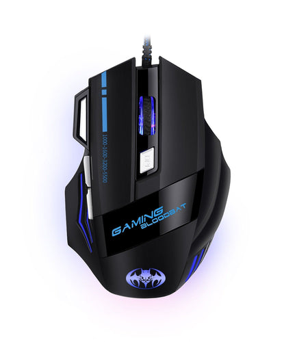 USB wired optical gaming mouse with 8 buttons illuminated breathing light firepower button