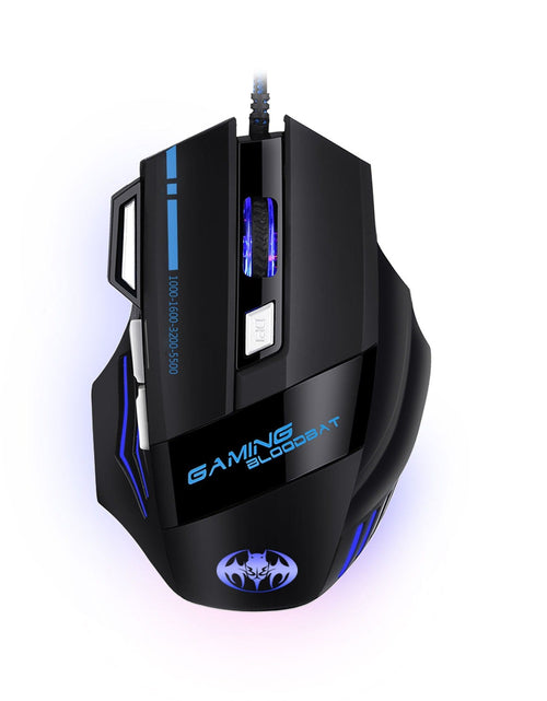 Load image into Gallery viewer, USB wired optical gaming mouse with 8 buttons illuminated breathing light firepower button
