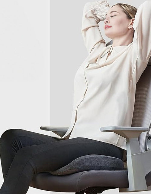 Load image into Gallery viewer, Memory Foam Coccyx Cushion. Alleviates tailbone/sciatica/back pain. Non - slip for office/car seats.
