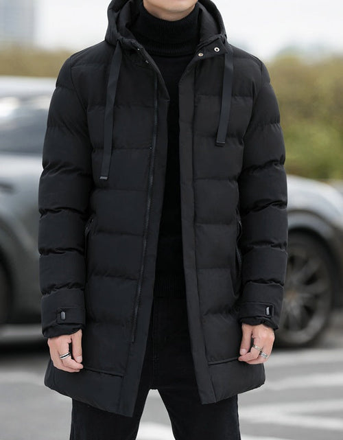 Load image into Gallery viewer, Loose men's medium to long thick warm casual fashion cotton jacket hooded cotton jacket for men
