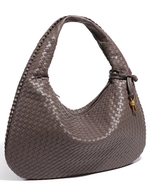 Load image into Gallery viewer, Crescent shaped women's bag hand woven hand-held dumpling bag fashionable single shoulder armpit bag
