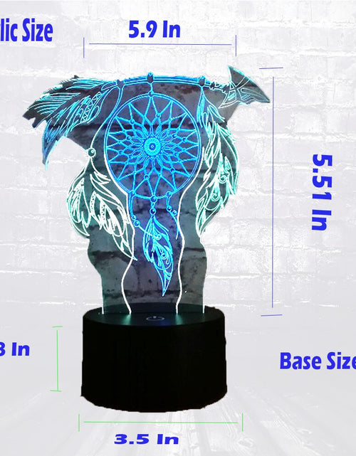 Load image into Gallery viewer, H Valentine Wind Chimes Table Lamp Switch Dream Catcher 3D Touch Night Light Bedroom Party Desk Decor Lamp Girls xmas

