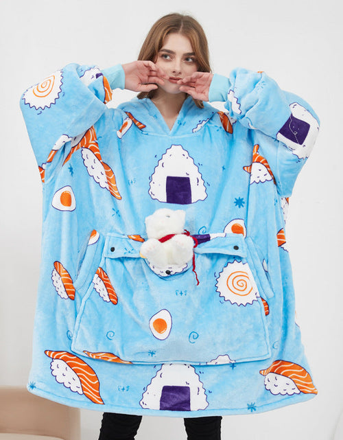 Load image into Gallery viewer, USB carbon fiber heated lazy blanket can be worn in winter, thick heating, washable lazy hoodie electric blanket
